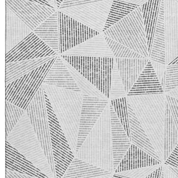 3' X 5' Gray And Silver Geometric Washable Area Rug With UV Protection