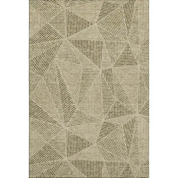 3' X 5' Khaki And Beige Geometric Washable Area Rug With UV Protection