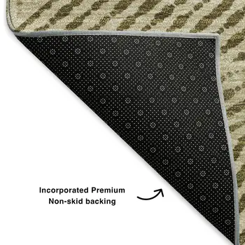 3' X 5' Khaki And Beige Geometric Washable Area Rug With UV Protection