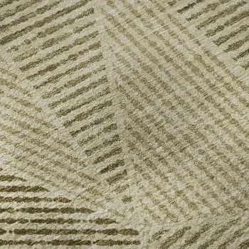 3' X 5' Khaki And Beige Geometric Washable Area Rug With UV Protection