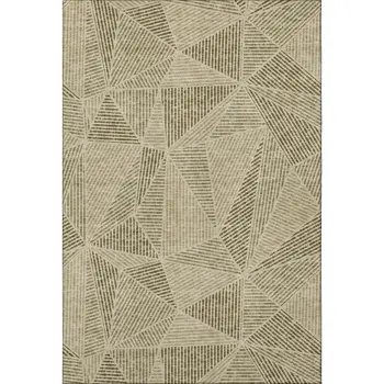 3' X 5' Khaki And Beige Geometric Washable Area Rug With UV Protection