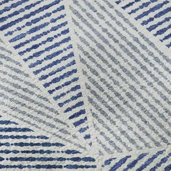 5' X 8' Navy Blue And Ivory Geometric Washable Area Rug With UV Protection