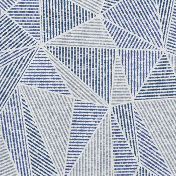 5' X 8' Navy Blue And Ivory Geometric Washable Area Rug With UV Protection