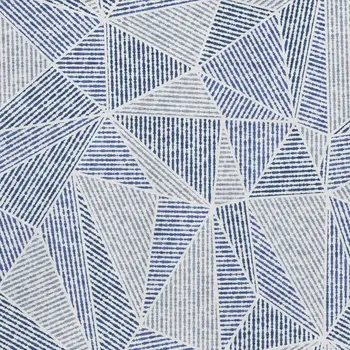 5' X 8' Navy Blue And Ivory Geometric Washable Area Rug With UV Protection
