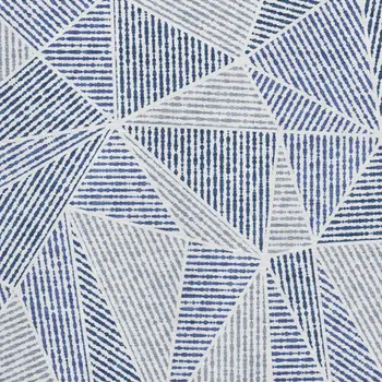 9' X 12' Navy Blue And Ivory Geometric Washable Area Rug With UV Protection