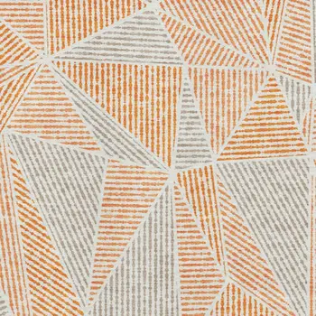 8' X 10' Orange And Gray Geometric Washable Area Rug With UV Protection