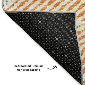 9' X 12' Orange And Gray Geometric Washable Area Rug With UV Protection