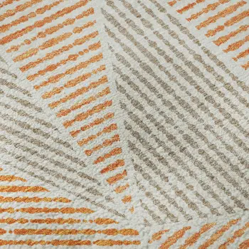 9' X 12' Orange And Gray Geometric Washable Area Rug With UV Protection