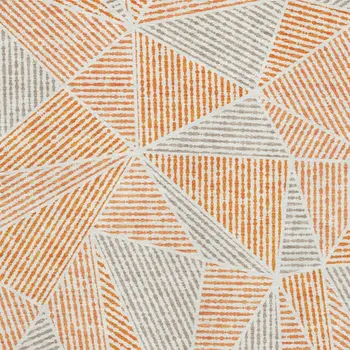 9' X 12' Orange And Gray Geometric Washable Area Rug With UV Protection