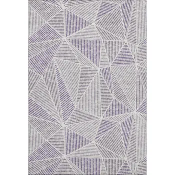 8' X 10' Purple And Silver Geometric Washable Area Rug With UV Protection