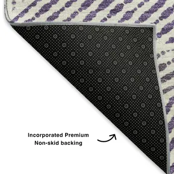 9' X 12' Purple And Silver Geometric Washable Area Rug With UV Protection