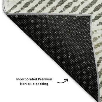 5' X 8' Taupe And Silver Geometric Washable Area Rug With UV Protection