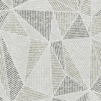 9' X 12' Taupe And Silver Geometric Washable Area Rug With UV Protection