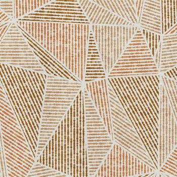 3' X 5' Terra Cotta And Beige Geometric Washable Area Rug With UV Protection