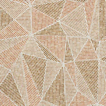 3' X 5' Terra Cotta And Beige Geometric Washable Area Rug With UV Protection