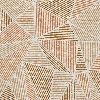 9' X 12' Terra Cotta And Beige Geometric Washable Area Rug With UV Protection