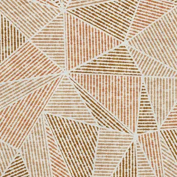 10' X 14' Terra Cotta And Beige Geometric Washable Area Rug With UV Protection