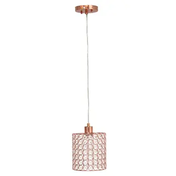Rose Gold Cylinder Crystal Ceiling Light With Silver Shades