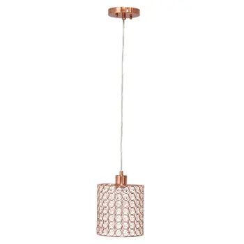 Rose Gold Cylinder Crystal Ceiling Light With Silver Shades
