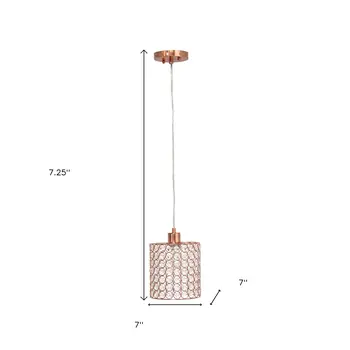 Rose Gold Cylinder Crystal Ceiling Light With Silver Shades