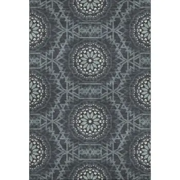 3' X 5' Charcoal And Ivory Geometric Washable Area Rug With UV Protection