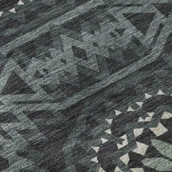 3' X 5' Charcoal And Ivory Geometric Washable Area Rug With UV Protection