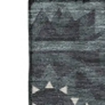3' X 5' Charcoal And Ivory Geometric Washable Area Rug With UV Protection