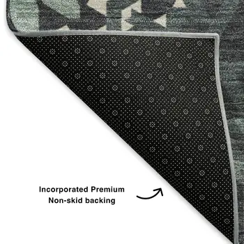9' X 12' Charcoal And Ivory Geometric Washable Area Rug With UV Protection
