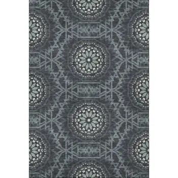 9' X 12' Charcoal And Ivory Geometric Washable Area Rug With UV Protection