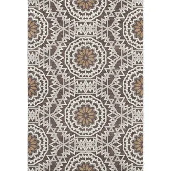 3' X 5' Chocolate And Ivory Geometric Washable Area Rug With UV Protection
