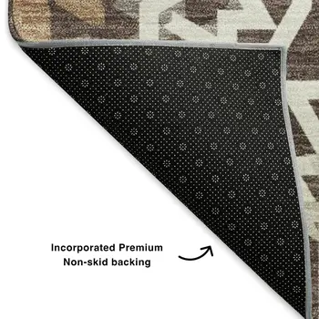 5' X 8' Chocolate And Ivory Geometric Washable Area Rug With UV Protection