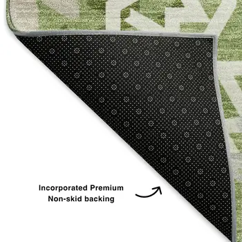 8' X 10' Green And Ivory Geometric Washable Area Rug With UV Protection