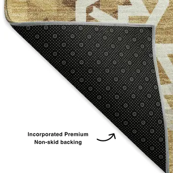 8' X 10' Gold And Ivory Geometric Washable Area Rug With UV Protection