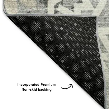 3' X 5' Gray And Ivory Geometric Washable Area Rug With UV Protection
