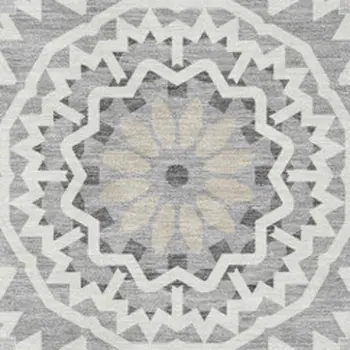 3' X 5' Gray And Ivory Geometric Washable Area Rug With UV Protection