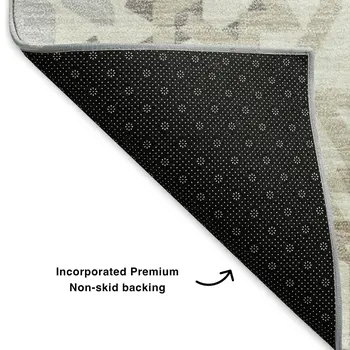 3' X 5' Ivory And Gray Geometric Washable Area Rug With UV Protection