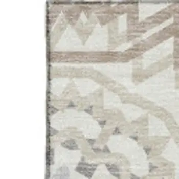 8' X 10' Ivory And Gray Geometric Washable Area Rug With UV Protection