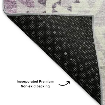 8' X 10' Lilac And Ivory Geometric Washable Area Rug With UV Protection