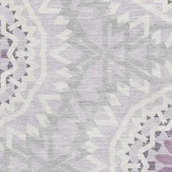8' X 10' Lilac And Ivory Geometric Washable Area Rug With UV Protection