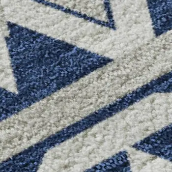 10' X 14' Navy Blue And Ivory Geometric Washable Area Rug With UV Protection