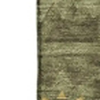 9' X 12' Olive Green And Gold Geometric Washable Area Rug With UV Protection