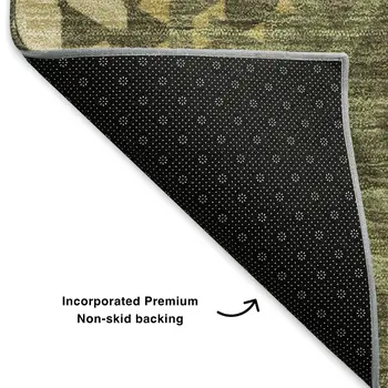 10' X 14' Olive Green And Gold Geometric Washable Area Rug With UV Protection