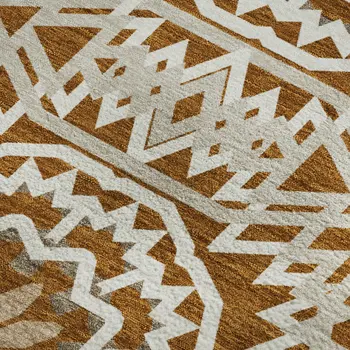 3' X 5' Chili Red And Ivory Geometric Washable Area Rug With UV Protection