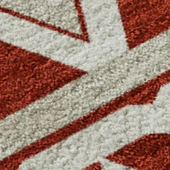 8' X 10' Red And Ivory Geometric Washable Area Rug With UV Protection
