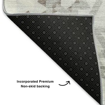 5' X 8' Silver And Gray Geometric Washable Area Rug With UV Protection
