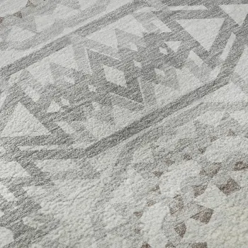 5' X 8' Silver And Gray Geometric Washable Area Rug With UV Protection