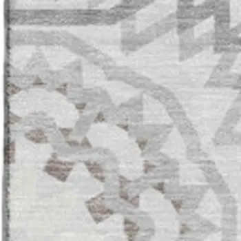8' X 10' Silver And Gray Geometric Washable Area Rug With UV Protection