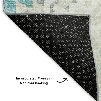 10' X 14' Teal And Ivory Geometric Washable Area Rug With UV Protection