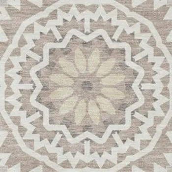 3' X 5' Taupe And Ivory Geometric Washable Area Rug With UV Protection