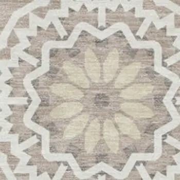 8' X 10' Taupe And Ivory Geometric Washable Area Rug With UV Protection